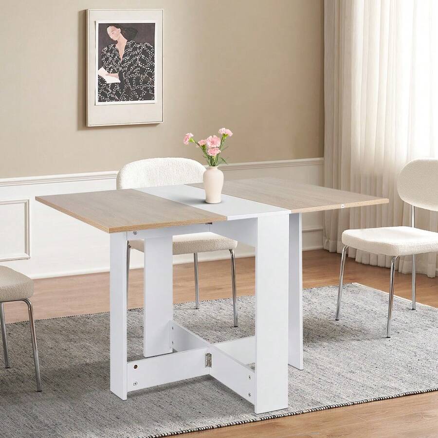 Klappbarer Esstisch,Ausziehbarer Esstisch für 2-4 Personen, für Smalle Räume,Esszimmer, Küche,103x73,4x76 cm - Naturholzfarbe - Übersicht 1