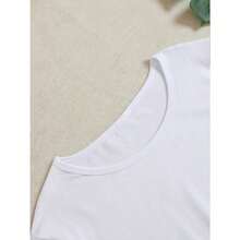NEW Women's Casual Crew Neck T-Shirt With Cartoon Cat Graphic Print - White And Red Details, Breathable 2D Flat Print, Machine Washable, Casual Outfit For Spring, Summer And Autumn, Women's T-Shirts, Seasonal Essential, Fun Design, Comfortable Fit, Fashionable Unisex Loose Cotton Short Sleeve Crew Neck T-Shirt With Vintage Urban Style 2D - 白色 - 查看 4