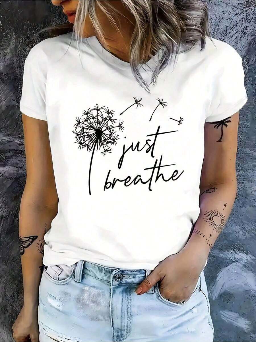 Fashionable Casual T-Shirt With Giraffe Bubble Print, Round Neck, Vintage Style, Short Sleeve, For Women, Sizes S-XXL, Spring, Summer, Autumn - White 2 - View 1