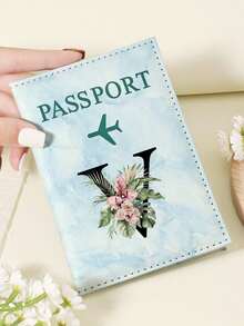1pc A-Z 26 Letters Fashionable Letter Print Stylish Burgundy Passport Cover, Premium PU Leather Passport Wallet With Multi-Card Pockets For Credit Cards, Boarding Passes, And IDs, Compact And Portable Travel Essentials Organizer For Women, Men - Pink - View 100