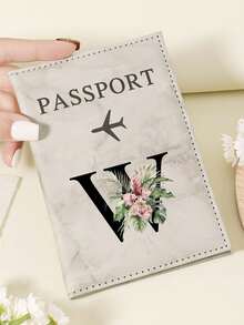 1pc A-Z 26 Letters Fashionable Letter Print Stylish Burgundy Passport Cover, Premium PU Leather Passport Wallet With Multi-Card Pockets For Credit Cards, Boarding Passes, And IDs, Compact And Portable Travel Essentials Organizer For Women, Men - Pink - View 20