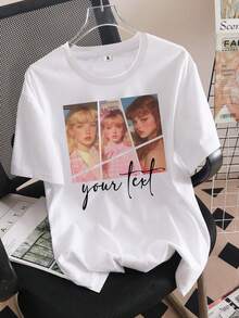 Playera Retro Personalizada con Foto/Texto, Regalo Ideal para Todas las Temporadas, Estilo y Comodidad en Ropa Casual - [Blanco] - Ver 8