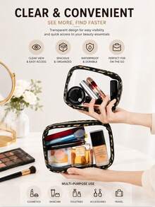 3pcs/Set Leopard Print Cosmetic Bag, Makeup Bag, Travel Organizer Bag, Toiletry Bag, Large Capacity Makeup Pouch, Suitable For Women, Travel Essentials - Leopard - View 16