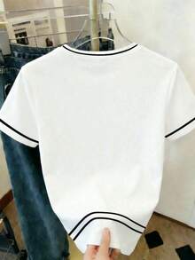 Women's Round Neck Short Sleeve T-Shirt With "I MISS YOU" Heart Pattern - 彩色 - View 2
