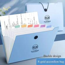 Caja de almacenamiento de archivos Morandi de 8 cuadrículas A4, caja organizadora de archivos, disponible en múltiples colores, con cierre de hebilla, adecuada para la organización de archivos de oficina y escuela, moda y útiles de estudio - Conjuntos - Ver 6