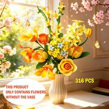 450/451/503/599/ PCS 花束組裝套裝，植物系列積木玩具，天堂鳥、梅花、朱槿、菊花附花瓶，成年女性生日禮物、女性友誼日、情人節禮物 - 彩色 - 查看 18