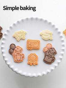 1pc Graduation Cookie Cutter Mold, 3D Embossed Design Of Doctoral Cap, Diploma, Medal Shaped Cookie Mold, DIY Baking & Clay Mold, Back To School Party Decor Gift - View 5