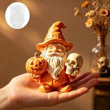 Moule à bougie de nain d'Halloween, moule à bougie en silicone de nain sorcier squelette de citrouille DIY, moule à ornement en gypse en forme de nain sorcier gaufré, artisanat de décoration pour la maison et les fêtes d'Halloween, sélection de cadeaux uniques d'Halloween - A - Voir 5