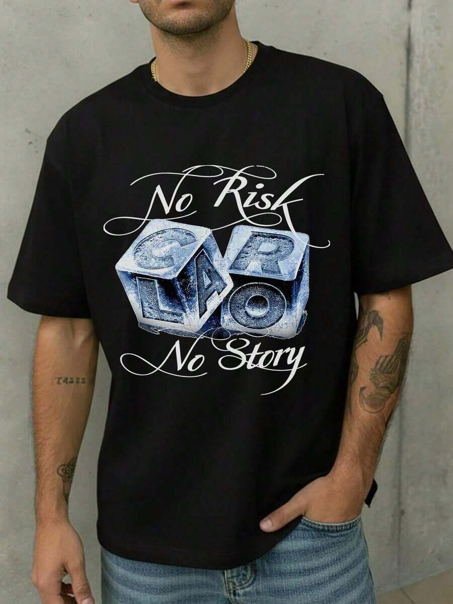 Men's Short Sleeve Crew Neck T-Shirt With English Slogan Graphic Print, Minimalist And Summer Style By FRACTYR | Basic, Casual Street Style, Gift For Boyfriend/Husband - 粉色 - 查看 1