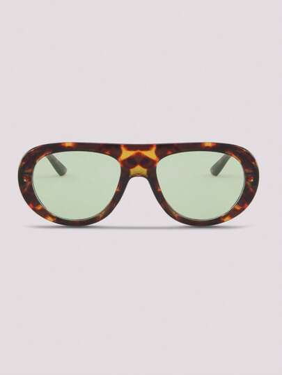 Visivana 1 Pair Women's Leopard Print Round PC Frame Retro Beach Resort Fashion Glasses, Suitable For Summer Beach Vacation, Outdoor Activities And Travel