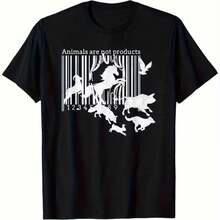 Camiseta estampada, tejida en algodón puro, con diseño de cuello redondo, estilo unisex, camisa creativa y moderna, ideal para primavera y otoño, holgada y cómoda para hombres y mujeres. - Negro - Ver 1