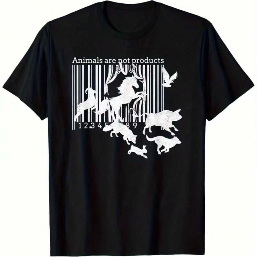 Camiseta estampada, tejida en algodón puro, con diseño de cuello redondo, estilo unisex, camisa creativa y moderna, ideal para primavera y otoño, holgada y cómoda para hombres y mujeres. - Negro - Ver 1