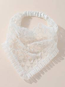 1pc Women's Handmade Embroidered Ruffled Headwrap, Suitable For Daily Wear And Vacation - White - View 2