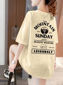 Women's Short-Sleeved T-Shirt, Loose And Elegant Top #3333 - Apricot - View 1