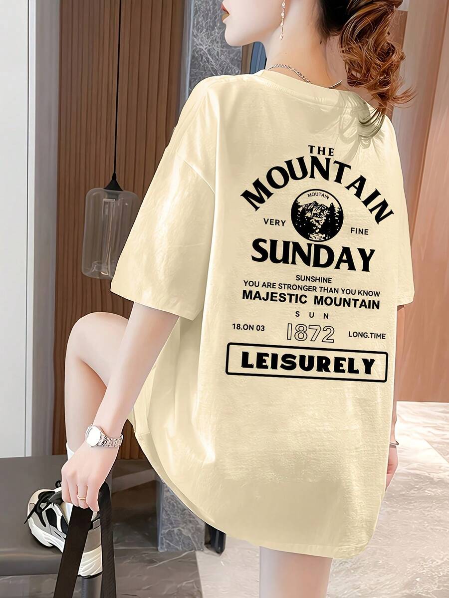 Women's Short-Sleeved T-Shirt, Loose And Elegant Top #3333 - Apricot - View 1