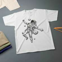 Astronauts-Shirt Various Sizes & Colours Ink Drawing Tee - Black - View 3