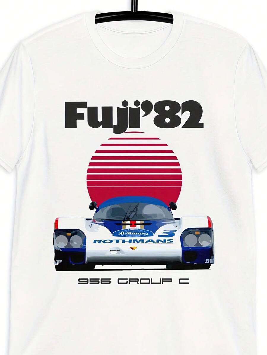 1982 956 Group C Racing T-Shirt | Men's 80's Retro Racing Style T-Shirt, Casual Crew Neck Design, For Racing Fans And Collectors, Unisex, Collectible T-Shirt. Loose And Comfortable. - White - View 1