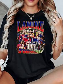 Scenes Of Football Passion With Vibrant Colors That Convey Energy, Competitive Spirit And Love For The Sport. Women's Casual T-Shirts, Modern And Comfortable For Everyday Wear - 黑色 - 查看 8