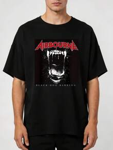 Camiseta de la banda Airbourne para hombre y mujer con el icónico logo de un perro negro ladrando, suave, esencial para la moda casual de todas las estaciones, estilo versátil para cualquier ocasión, ropa diaria asequible y regalo perfecto para fans y amigos. Con un corte nítido y estilizado, esta prenda crea un look limpio y vibrante al usarla.Su silueta holgada pero favorecedora se adapta a todo tipo de cuerpos, ofreciendo un estilo que es a la vez casual y con un toque de elegancia. - Negro - Ver 6