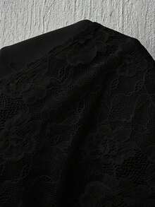 Nuevo Camisol de Mujer con Cuello Halter, Espalda Descubierta y Tirantes con Lazo, Diseño de Encaje y Parches, Adecuado para Vacaciones y Playa - Negro - Ver 7