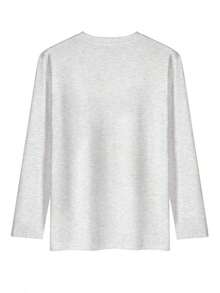 Women's Long-Sleeved T-Shirt, 100% Cotton, Modern And Versatile, 210g, One Piece. - 淺灰色 - 查看 4