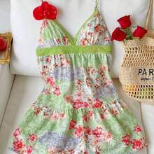 Women's Summer Vacation Casual Cotton And Linen White Hollow Embroidery Patchwork Spaghetti Straps Mini Dress,Summer Dresses For Women,White Dresses For Women - Multicolor - Ver 1