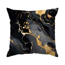 4pcs/Set Black & Gold Marble Pattern Text Design Pillow Cover, Single-Sided Printed Cushion Cover, Suitable For Living Room, Bedroom, Home Decor, All Seasons - Multicolor - View 12