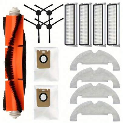 Accessory Kit For Dreame Bot Z10 Pro L10 Plus Vacuum Cleaner,15 Pieces Set, 1 Removable Main Brushes, 4 HEPA Filters, 4 Side Brushes, 4 Wipes, 2 Dust Bage