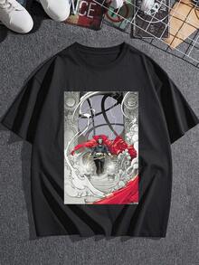 Figura heroica rodeada de energía mística y nubes simbolizando poder interior y sabiduría en el camino de la transformación, camiseta de mujer  cómoda y moderna para uso diario - Negro - Ver 3