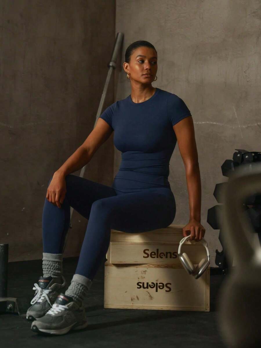 PinkTip Conjunto de ropa moldeadora - Top deportivo de unicolor y leggings de cintura alta, adecuado para yoga y correr