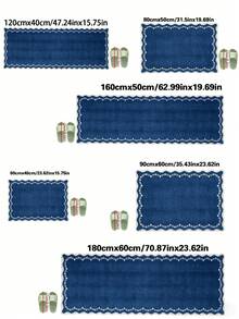 1 Stück marineblauer, wellenförmiger Teppich, waschbar & faltbar, bohemischer Blumenteppich, geeignet für Küche, Flur, Bad, Schlafzimmer, Wohnzimmer, Küche, Korridor, Eingangsbereich, Waschküche und andere Heimdekoration - marineblau - Übersicht 5