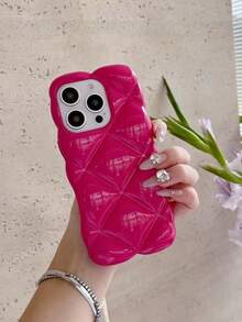 1 chiếc, ốp lưng điện thoại hình thoi 3D, màu hồng bóng, chống sốc và chống rơi, mềm mại cho dòng Pro Max. - Màu Hồng Tươi - Xem 2