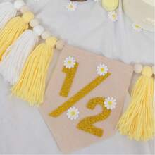 1pc Daisy Flower 1/2 Birthday Party Decoration, 1 Year Old Bohemian Style Half Birthday Decoration, 1/2 High Chair Banner, 2 Year Old Handmade Tassel Garland, Photo Props, 6 Month Birthday Decoration, Birthday Gift - Multiple Styles - View 7
