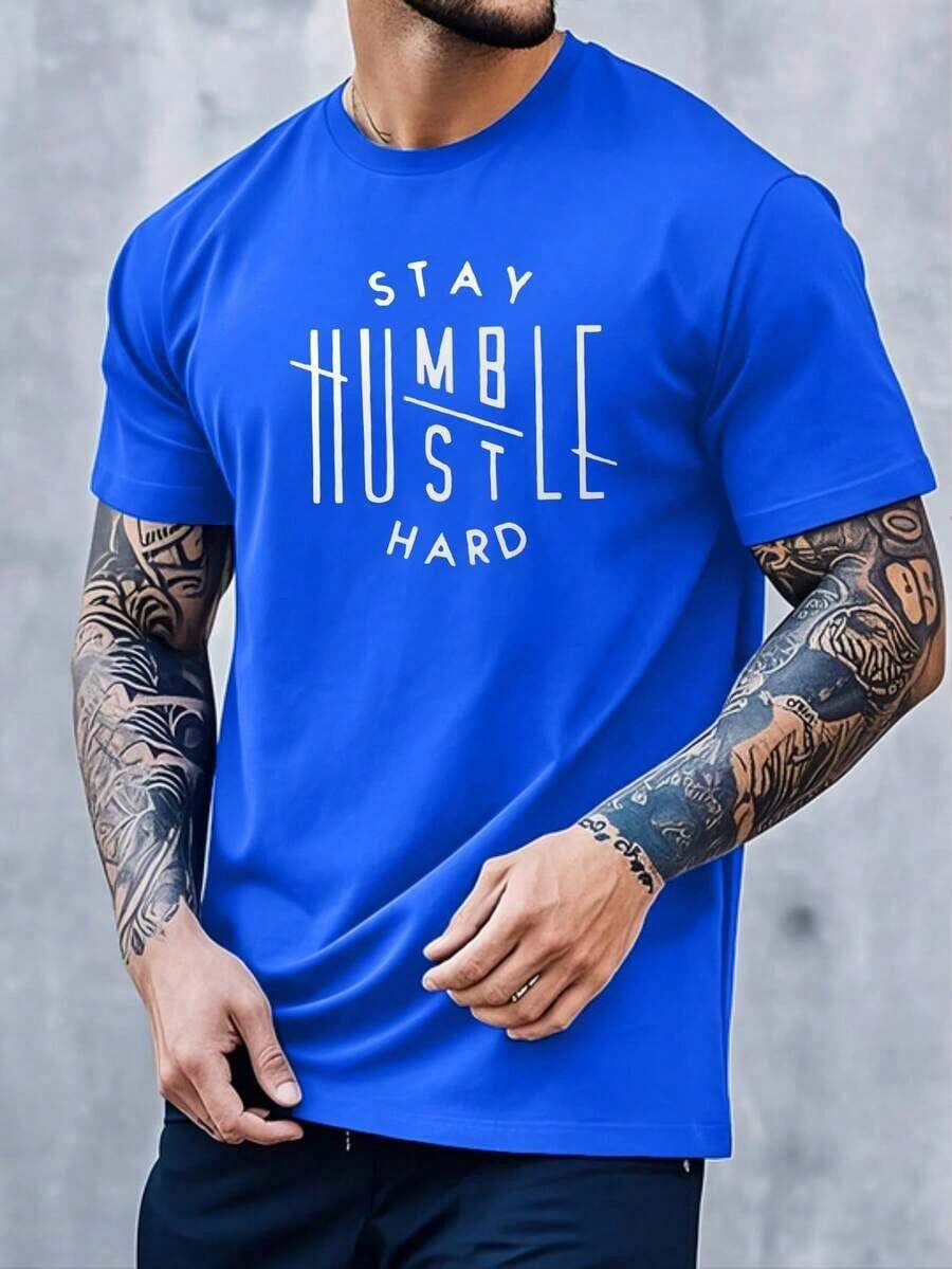 Men's T-Shirt, Classic Graphic Tee, Soft And Comfortable Men's T-Shirts, Script Logo, 180g, 100% Cotton. Suitable As A Gift. Women's T-Shirt. Elegant Blouses. Boho Chic. Soft, Breathable, And Comfortable Women's Top, Ideal For Spring, Summer, And Autumn, Perfect For Vacations, Travel, And Everyday Wear. - 藍色 - 查看 1