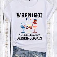 Camisetas estampadas de moda. Camiseta casual de manga corta para mujer, estampada con la frase "ADVERTENCIA! The Girls Are Drinking Again," A Fun Graphic T-Shirt For Independence Day,Conjuntos familiares a juego, camisetas divertidas para mujer en español, camisetas para niños y niñas, camisetas del Mundial 2026, camisetas de dibujos animados/anime, camisetas con estampado de gatitos. - Blanco - Ver 7