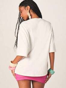 Women's Casual Short Sleeve T-Shirt For Beach Vacation, With Tropical Coconut And Paradise Print - Vintage Street Style Unisex Cotton Short Sleeve Crew Neck T-Shirt - 白色的 - 查看 3