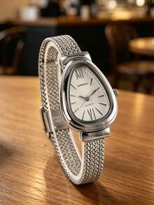 LIANDU 1 Peça Relógio Feminino, Pulseira de Aço Inoxidável, Cabeça de Relógio em Formato de Cobra, Relógio Feminino Elegante, Fashion, Empresarial, Luxuoso e Elegante, Adequado para Uso Diário, Feriados, Aniversários, Presente para Ela - Prata - Visão 5