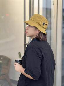 1pc Unisex Solid Color Streetwear Accessory, Quick-Dry Sunscreen Visor Hat, Foldable Waterproof Practical Bucket Hat With Chin Strap, Lightweight Breathable Outdoor Fishing Cap, Suitable For Commuting, Outdoor Vacation, Camping, Hiking - Multicolor - View 13