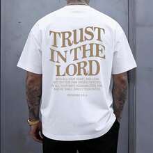 Camisetas Cristianas de Jesús para Hombre, Camiseta de Confianza en el Señor, Fe en Dios, Versículo Bíblico Religioso, Camisetas de Algodón con Diseño Gráfico de Gran Tamaño JFMV - Blanco - Ver 5