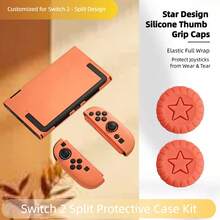 Orange Series - Suitable For Switch 2 Gaming Console PC Frosted Split Frosted Protective Case SWITCH2 Set Includes 1 Set Of Orange Protective Case+2 Orange Silicone Caps - View 4