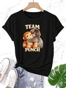 Camiseta con diseño de equipo de monos - Regalo divertido para amantes de los animales - Camiseta gráfica de mono estilo vintage - Ropa urbana unisex suave - Negro - Ver 6
