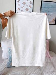 Women's Elephant Print T-Shirt, Casual Short-Sleeved Crew Neck T-Shirt, Suitable For Everyday Wear - Unisex Loose-Fitting Cotton Short-Sleeved Crew Neck T-Shirt, Urban Vintage Style, Blouses For Women. Casual Blouses For Ladies. - 白色 - 查看 2