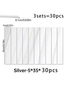 10/20/30PCS Long Strip Waistline, Mirror Tile Wall Sticker (Non-Glass) Removable Long Acrylic Frameless Mirror Panel, Acrylic Mirror Waistline Suitable For Home Living Room Bedroom DIY Decoration - Long Strip - View 16