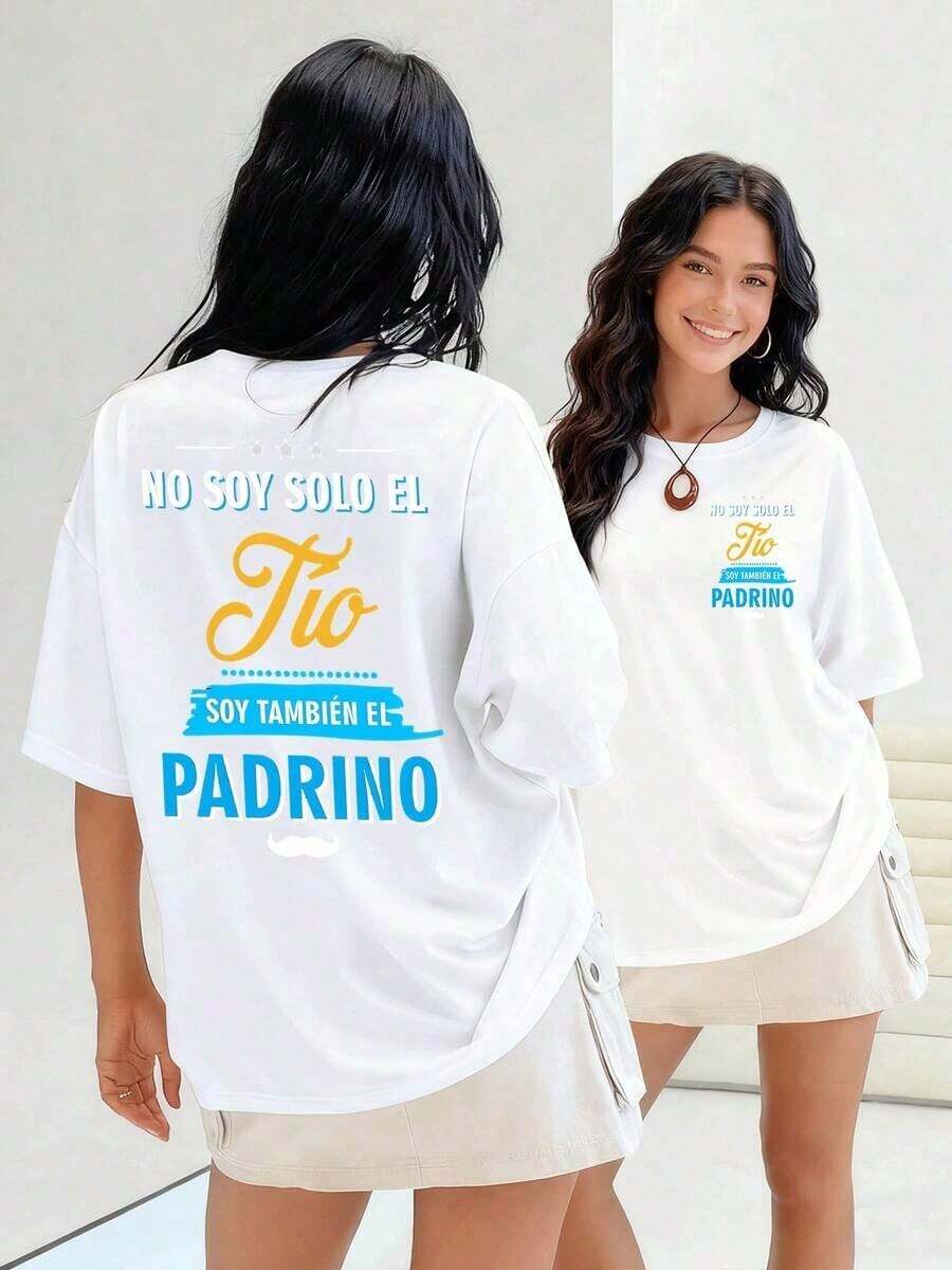 Diseño con frase No soy solo el Tío soy también el Padrino perfecta para celebrar la unión familiar con 100% algodón camiseta de mujer ideal para regalarSuitable for spring, summer and autumn - Blanco - Ver 1