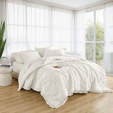 Elegant Phoebe 2/3 Pieces Mini Diamond Patterning Bedding Comforter Set,All Season Family Home Textile Fits Modern Bedroom Décor,2 Pieces For Twin-Twin XL Size And 3 Pieces For Full-Queen-King-Cal King Size, Mother's Day Thanks Giving Gifts - Ivory - View 2