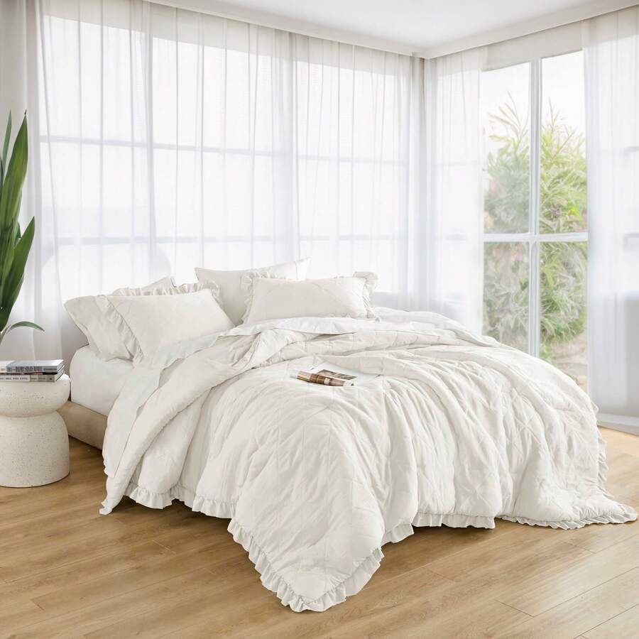 Elegant Phoebe 2/3 Pieces Mini Diamond Patterning Bedding Comforter Set,All Season Family Home Textile Fits Modern Bedroom Décor,2 Pieces For Twin-Twin XL Size And 3 Pieces For Full-Queen-King-Cal King Size, Mother's Day Thanks Giving Gifts