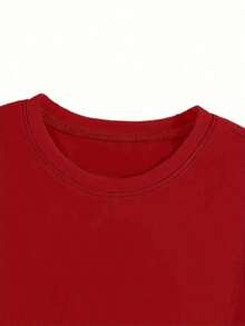 Playeras de mujer, camiseta de verano para mujer, camiseta casual elegante con estampado vintage de gato negro UFO, cuello redondo, para primavera/verano, camiseta versátil de estilo vintage - Rojo - View 3