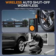 Portable Wireless Mini Air Compressor, 2000mAh 7.4V Digital Dual Display With LED Light And Pressure Gauge, Suitable For Cars, Motorcycles, Bicycles And Balls, Essential Spring Travel Gear - Black - View 4