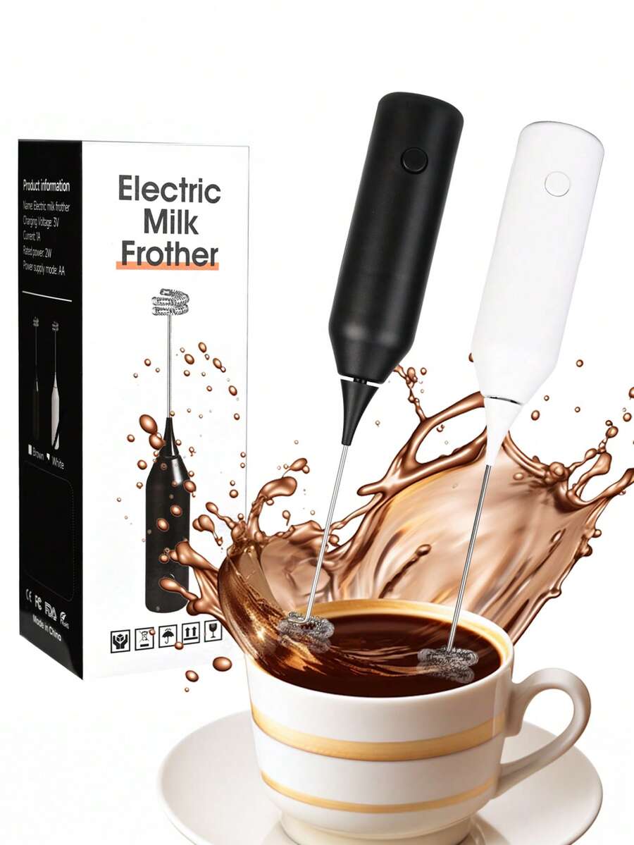 1pc Electric Milk Frother, Mini Milk Foamer, Handheld Electric Whisk, Battery Operated (Not Included) Drink Mixer, Hand Mixer For Coffee, Electric Wireless Blender For Lattes, Cappuccino Frappe, Chocolate, Portable Foam Maker For Christmas Gift