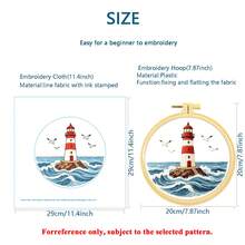 2pcs Ocean Lighthouse Series Embroidery Kits, Beginner DIY Handmade Embroidery Set, Fresh Night Scenery Home Decor Wall Hanging - Multicolor - View 3